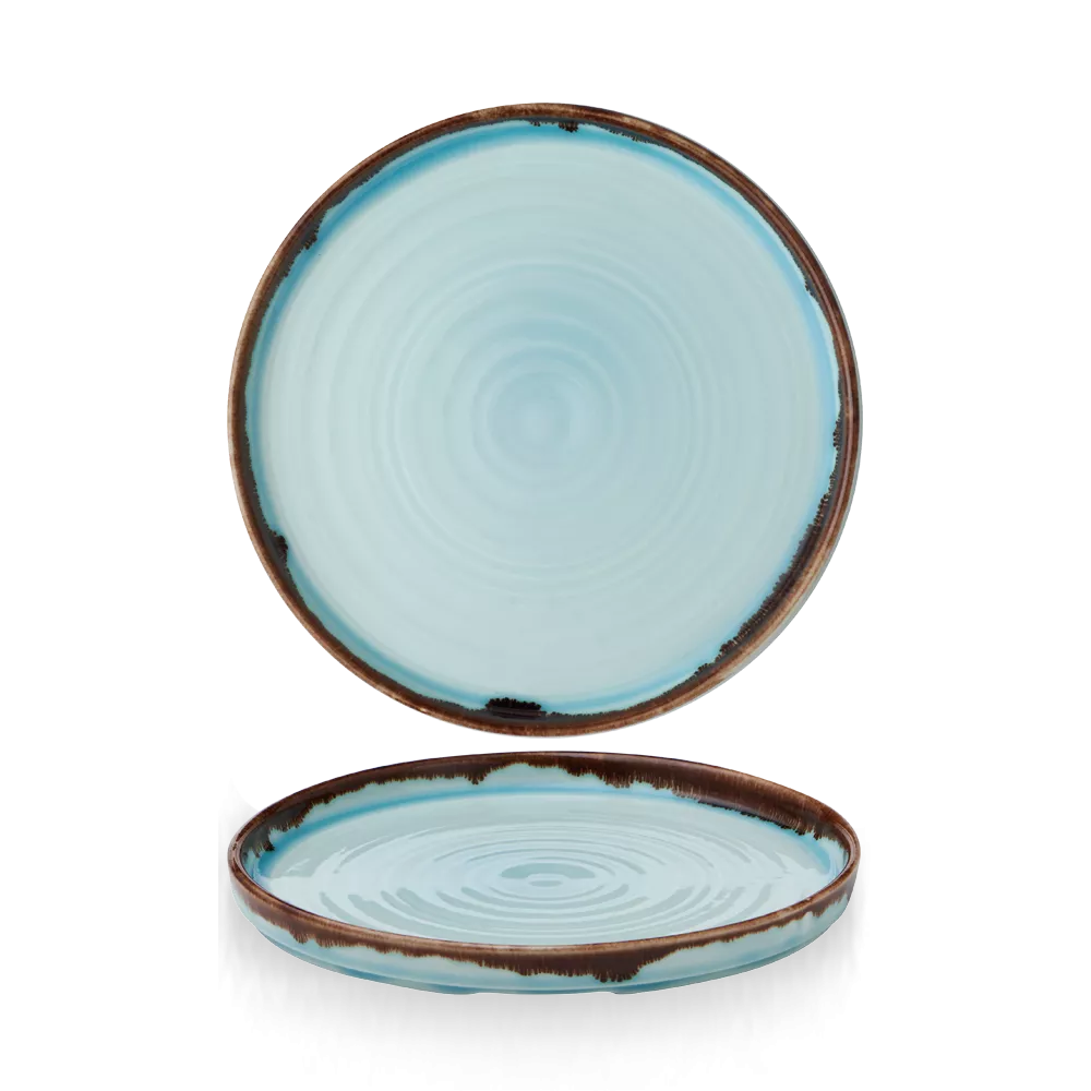DUDSON Harvest Turquoise Walled Plate Ø 21 cm, BLUE